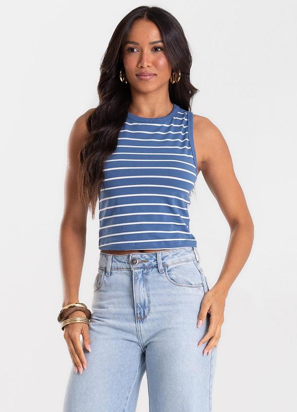 Regata Feminina Básica em Cotton Leve Azul