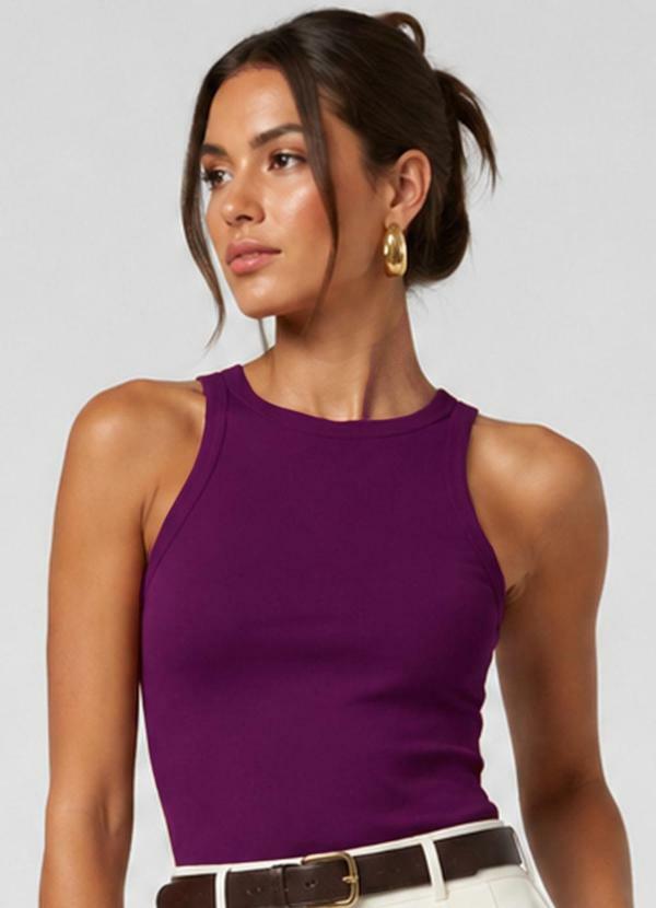 Regata Feminina Básica em Cotton Roxo