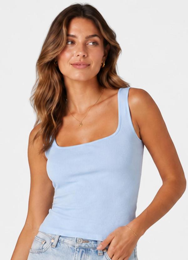 Regata Feminina com Decote em U Azul