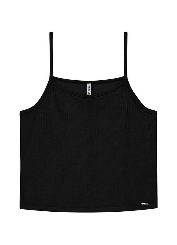 Vista 2 Regata Feminina Cropped Canelada Preto Marialícia Marialícia