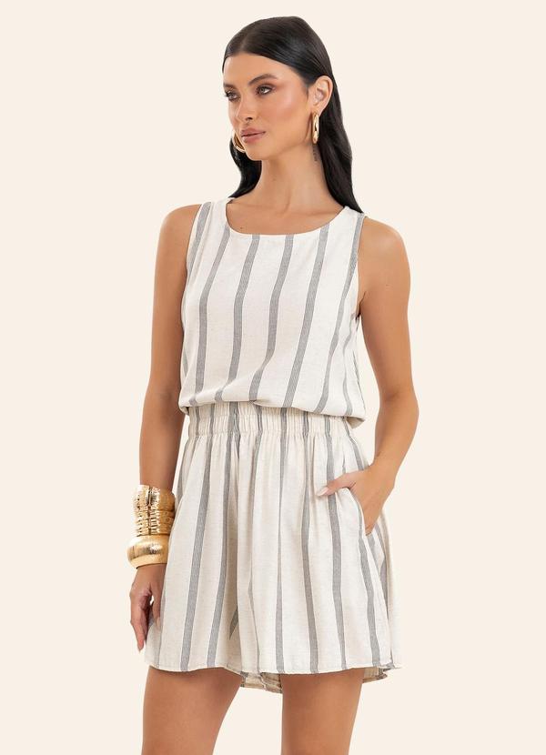 Regata Feminina de Linho Maquinetado Preto