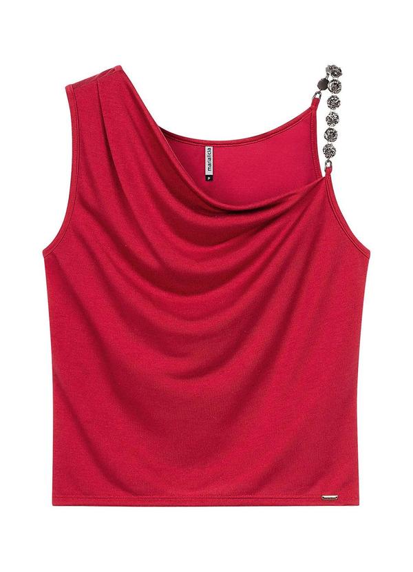 Vista 2 Regata Feminina Degagê Alça com Detalhe Vermelho Marialícia Marialícia