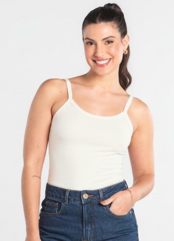 Vista 2 Regata Feminina em Cotton Just Basic Branco JUST BASIC