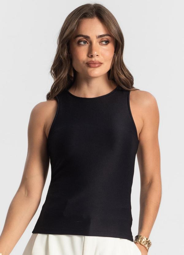 Regata Feminina em Poly Gorgurinho Preto