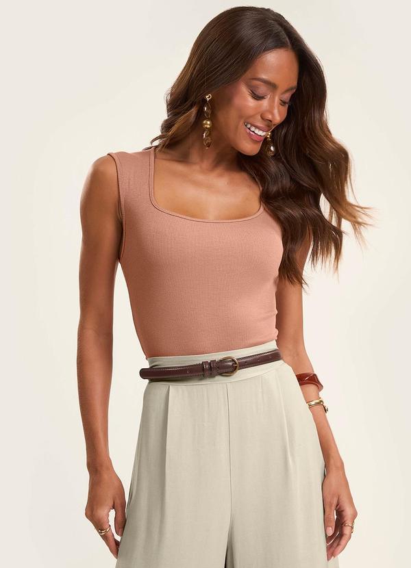 Vista 2 Regata Feminina em Ribana de Viscose Marrom Rovitex Rovitex