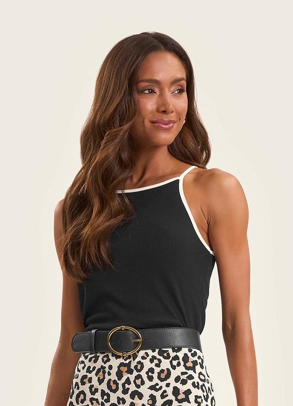 Regata Feminina em Ribana de Viscose Preto