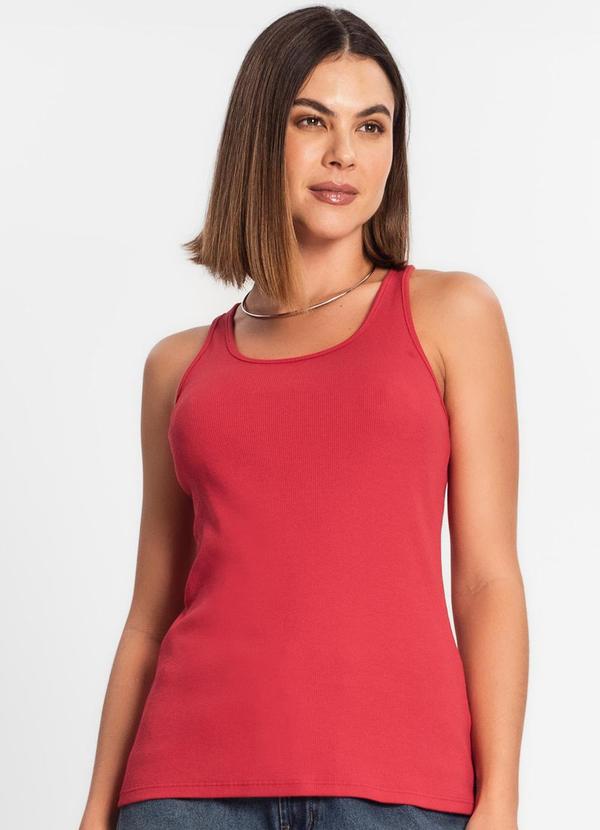 Regata Feminina em Ribana Vermelho