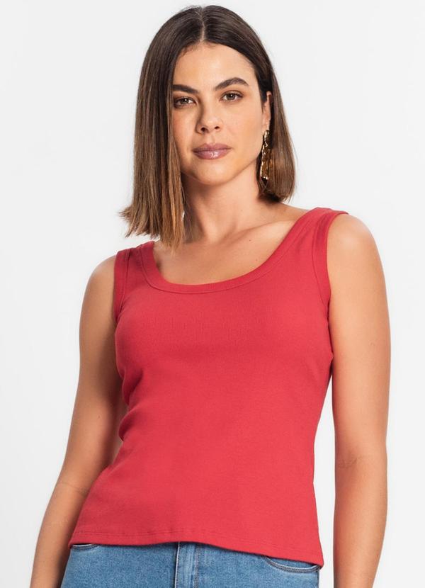 Regata Feminina em Ribana Vermelho