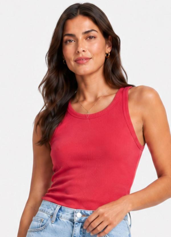 Regata Feminina em Ribana Vermelho