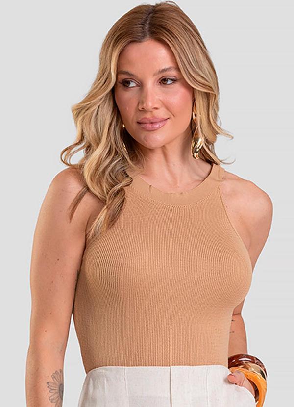Regata Feminina em Tricot de Fio Modal Marrom