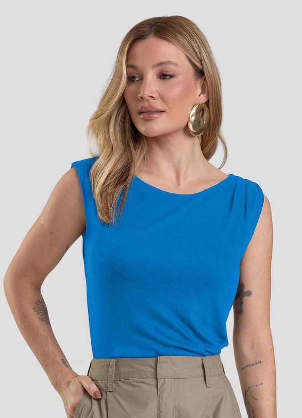 Regata Feminina em Visco Tricot Azul