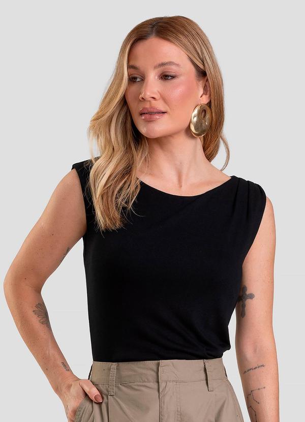 Regata Feminina em Visco Tricot Preto