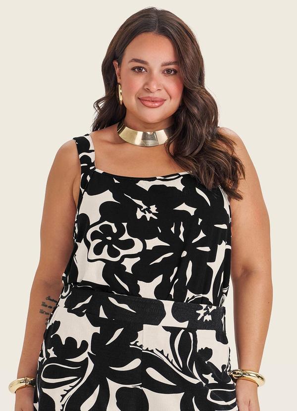 Regata Feminina em Viscose Maquinetada Preto