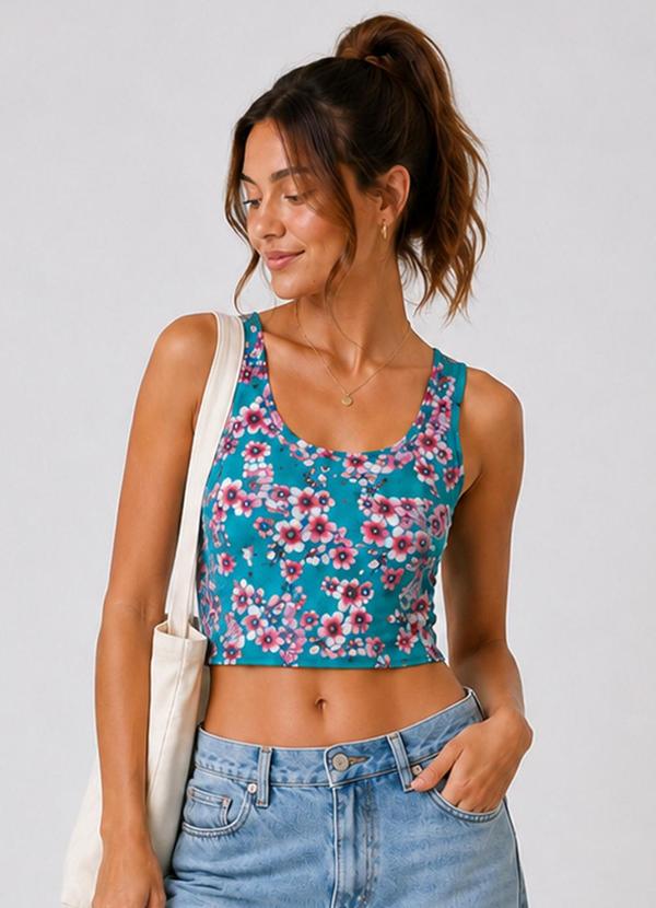 Regata Feminina Estampada em Cotton Verde