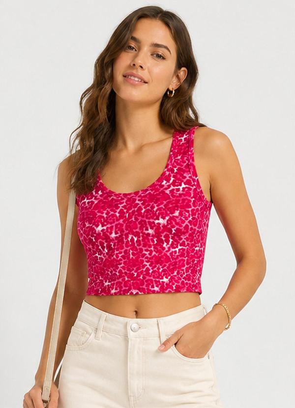 Regata Feminina Estampada em Cotton Rosa
