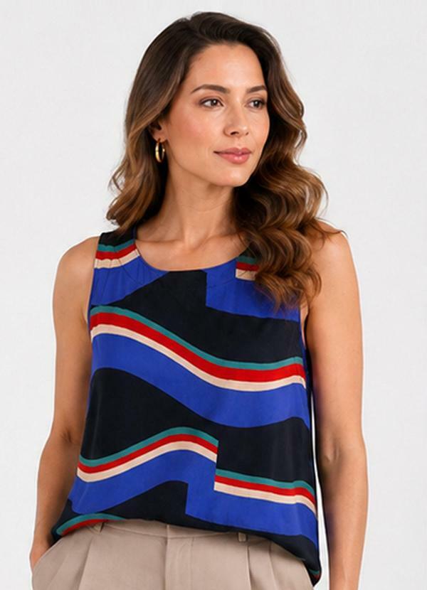 Regata Feminina Estampada em Viscose Preto