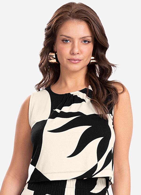 Regata Feminina Estampada Preto