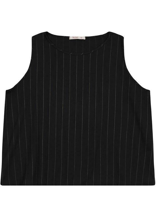 Regata Feminina Plus Size em Visco Listras Preto