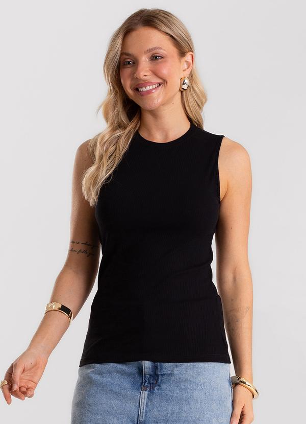 Regata Feminina Ribana Canelada Preto