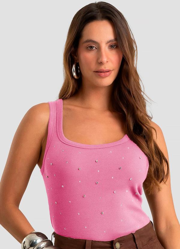 Regata Feminina Ribana com Rebite Rosa