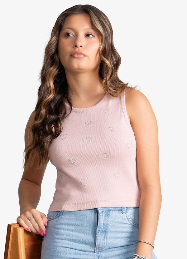 Regata Feminina Ribana com Strass Rosa