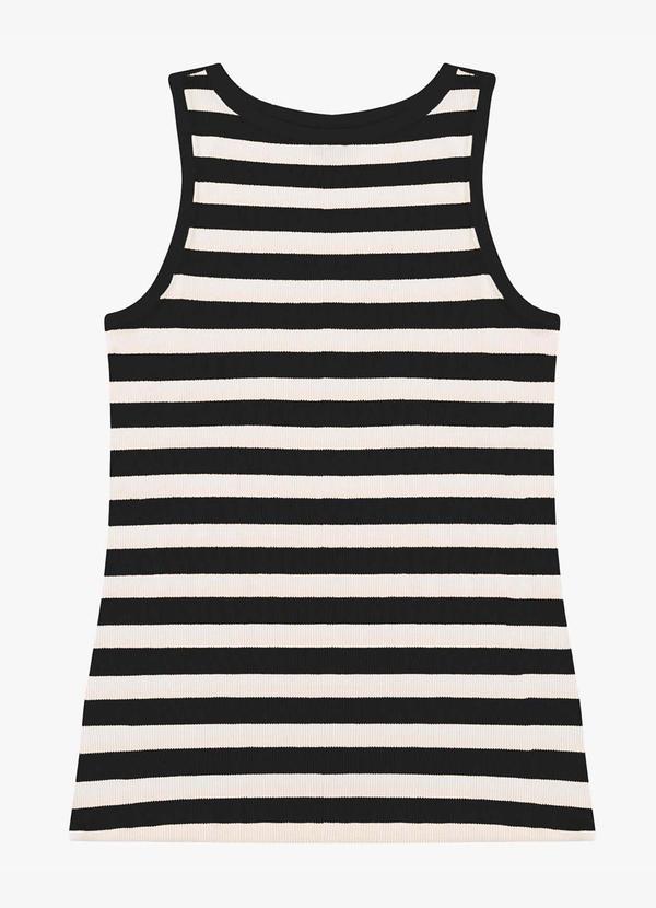 Regata Feminina Ribana de Viscose Listrada Preto