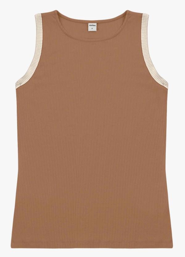Regata Feminina Ribana de Viscose Marrom