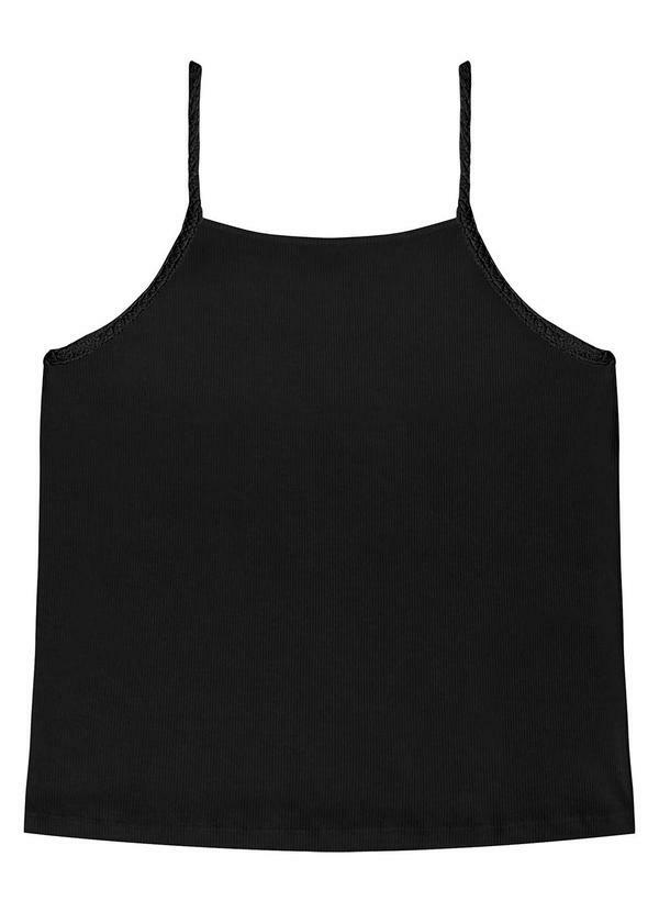 Regata Feminina Ribana de Viscose Preto