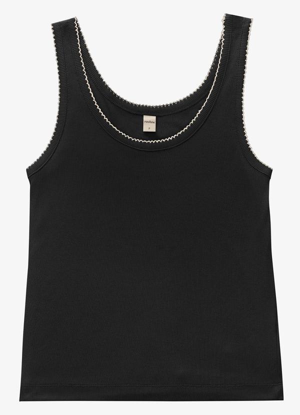 Vista 2 Regata Feminina Ribana de Viscose Preto Rovitex Rovitex