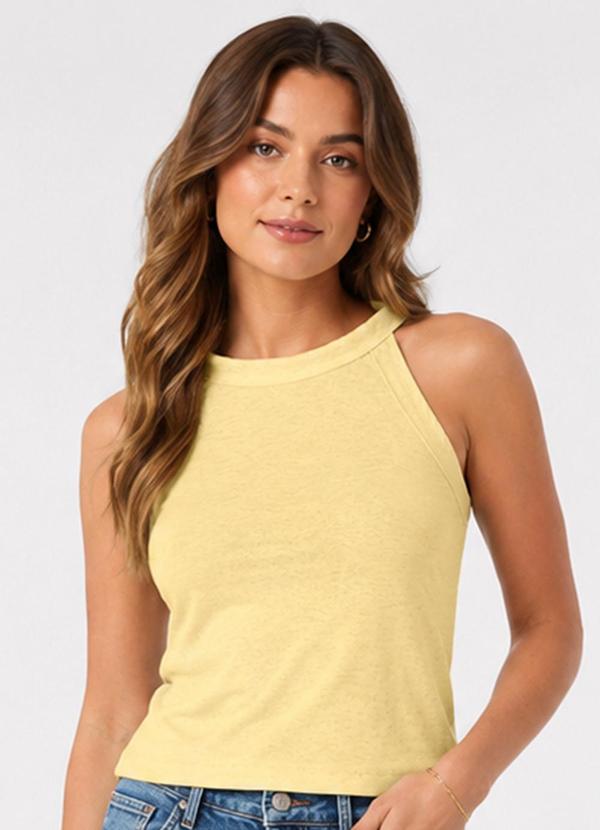 Regata Feminina Ribana Poli Linho Amarelo