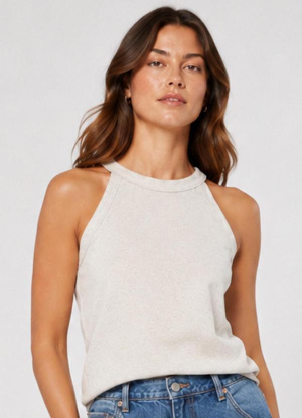 Regata Feminina Ribana Poli Linho Off White