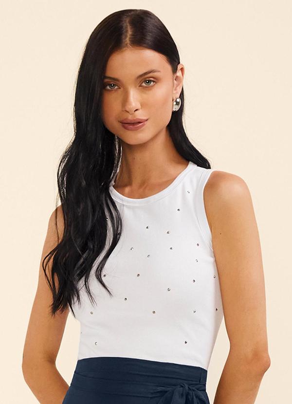 Regata Feminina Strass Ribana Branco