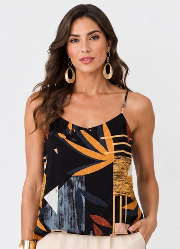 Regata Feminina Tecido Viscose Slub Preto
