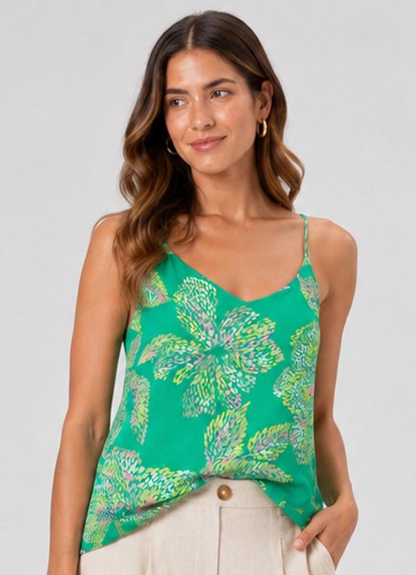 Regata Feminina Tecido Viscose Slub Verde