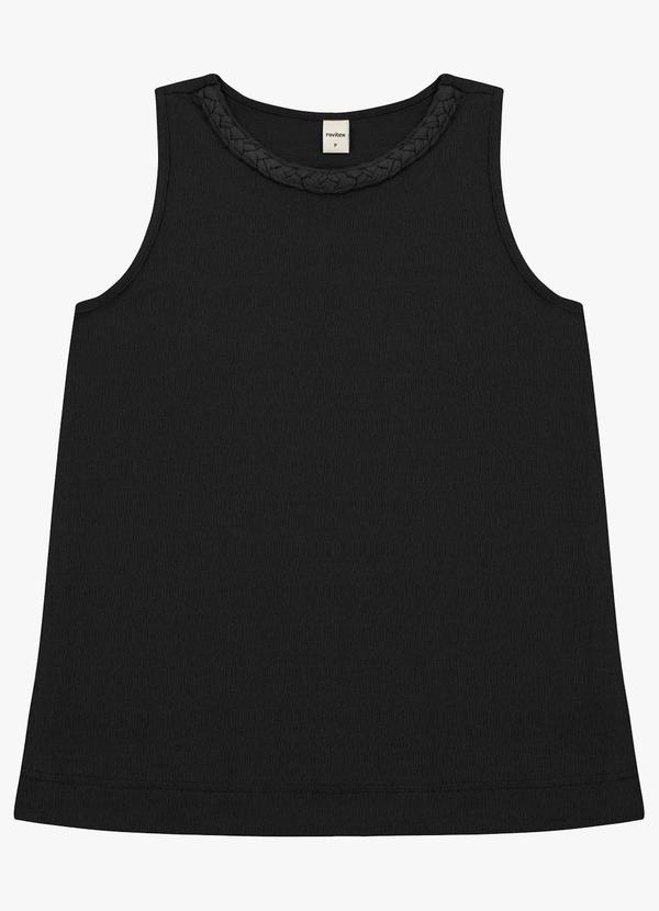 Regata Feminina Visco Maquinetado Preto