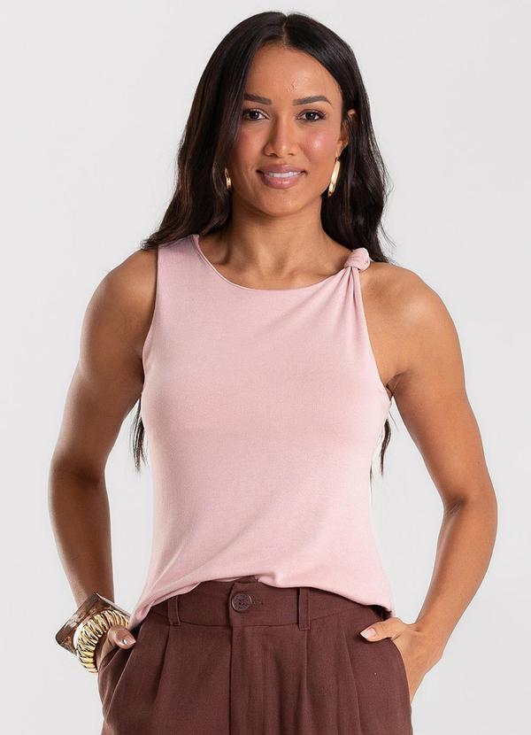 Regata Feminina Visco Tricot Nozinho Rosa