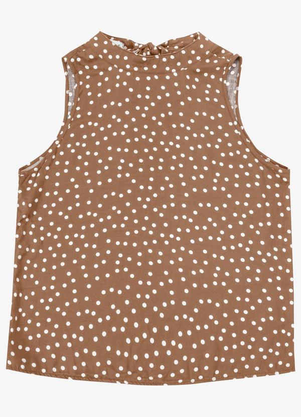 Regata Feminina Viscose Acetinada Estampa Marrom