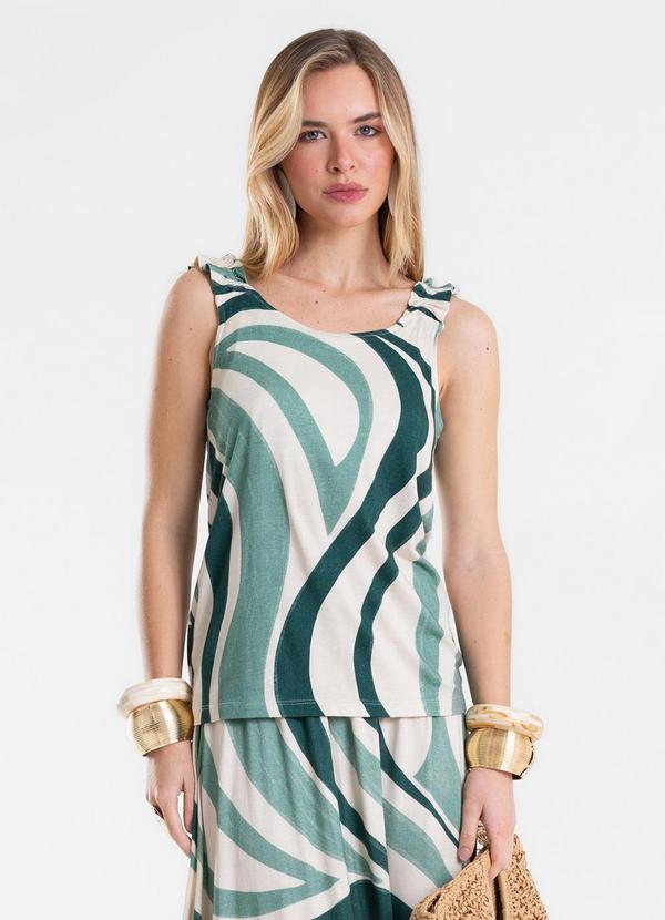 Regata Feminina Viscose Estampada Verde