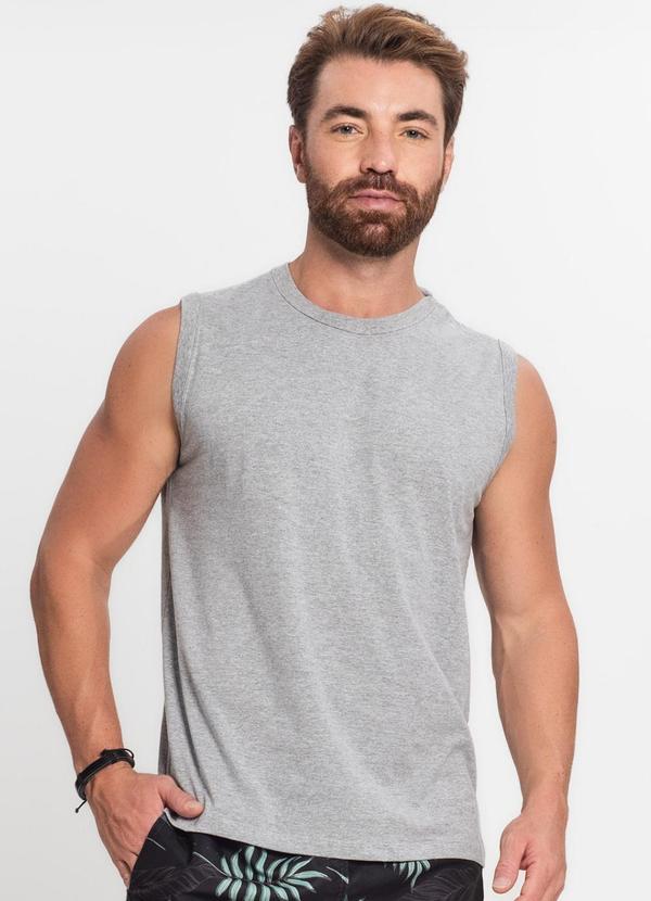Vista 2 Regata Masculina Básica Cinza Rovitex Rovitex