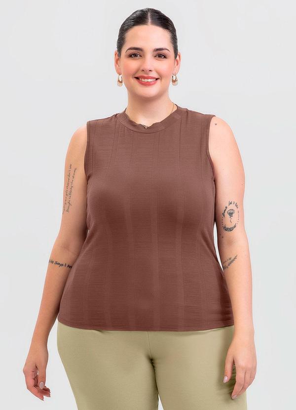 Regata Plus Size em Canelado Marrom