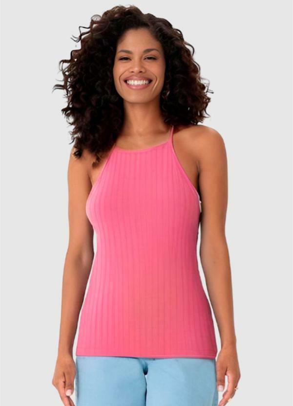 Vista 2 Regata Rosa Justa em Viscose Canelada Malwee Malwee