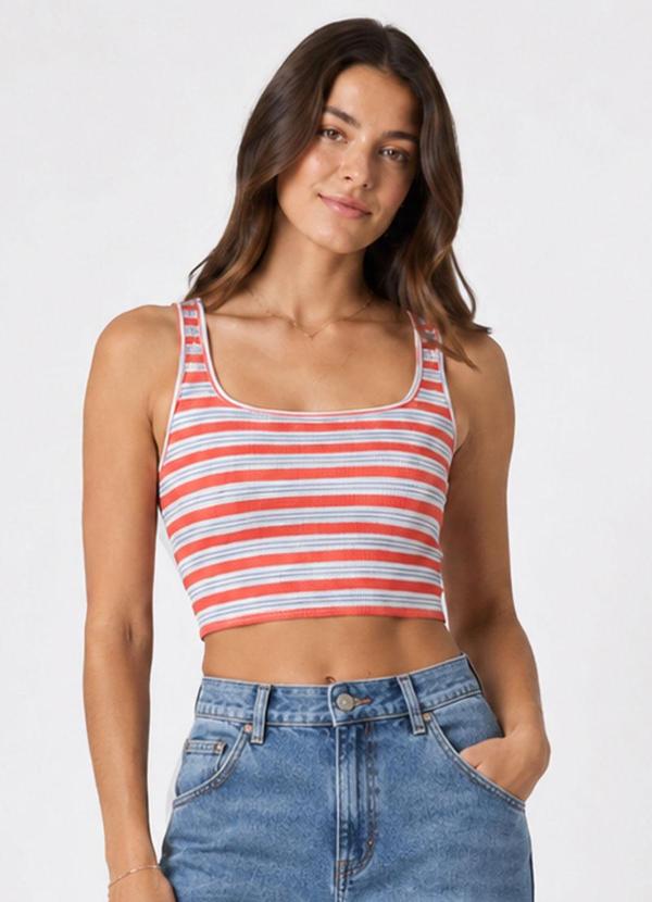 Top Feminino em Malha Trix Listrado Laranja
