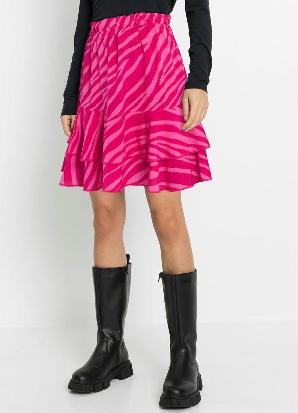 Vista 2 Saia com Babado Zebra Rosa Pink bonprix bonprix