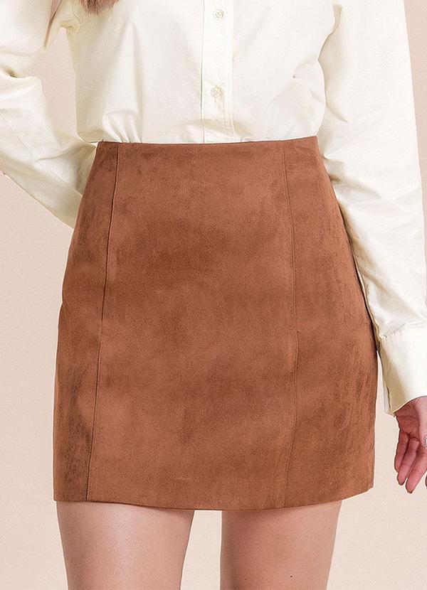 Saia Curta de Suede Marrom