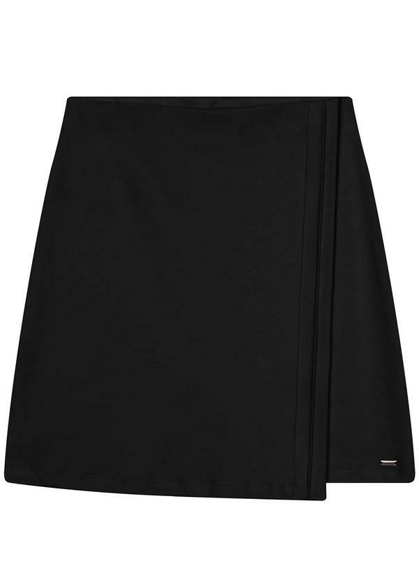 Saia Curta Feminina Transpassada Preto