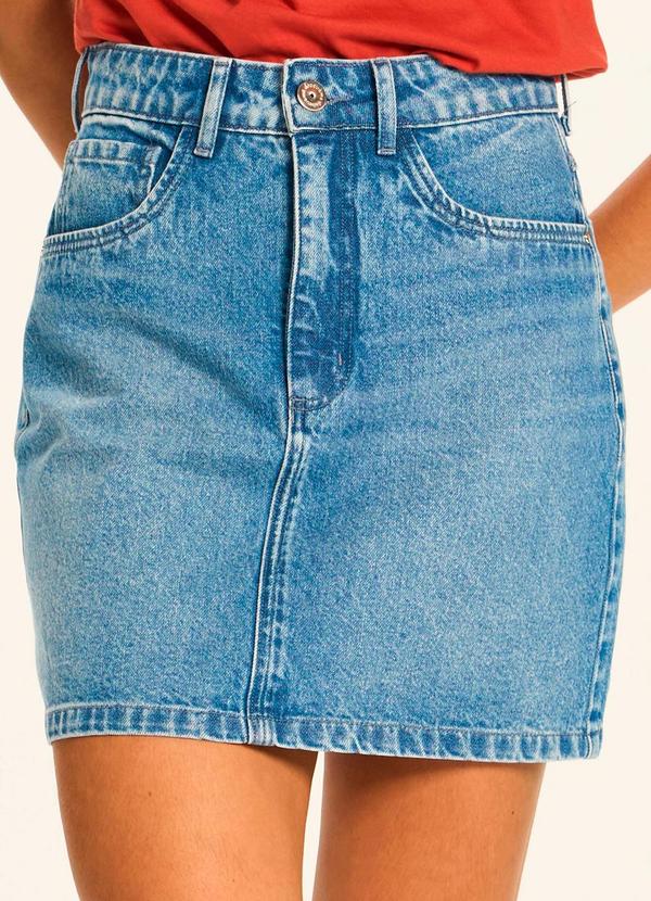 Saia Curta Reta Jeans Miragem Azul