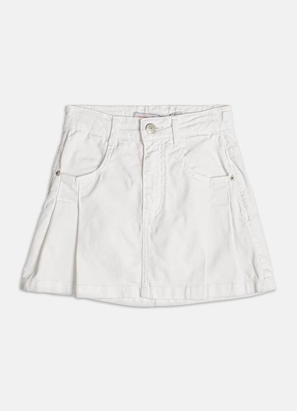 Saia de Sarja com Pregas Off White