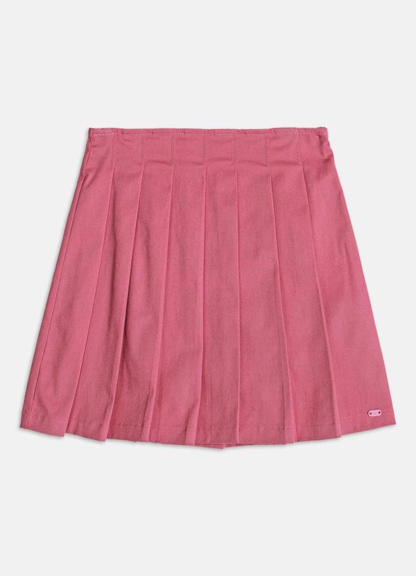 Saia de Sarja com Pregas Rosa