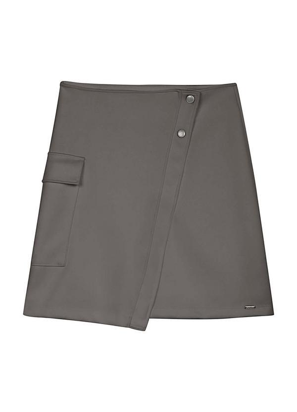Vista 2 Saia Feminina Assimétrica com Bolso Cinza Marialícia Marialícia