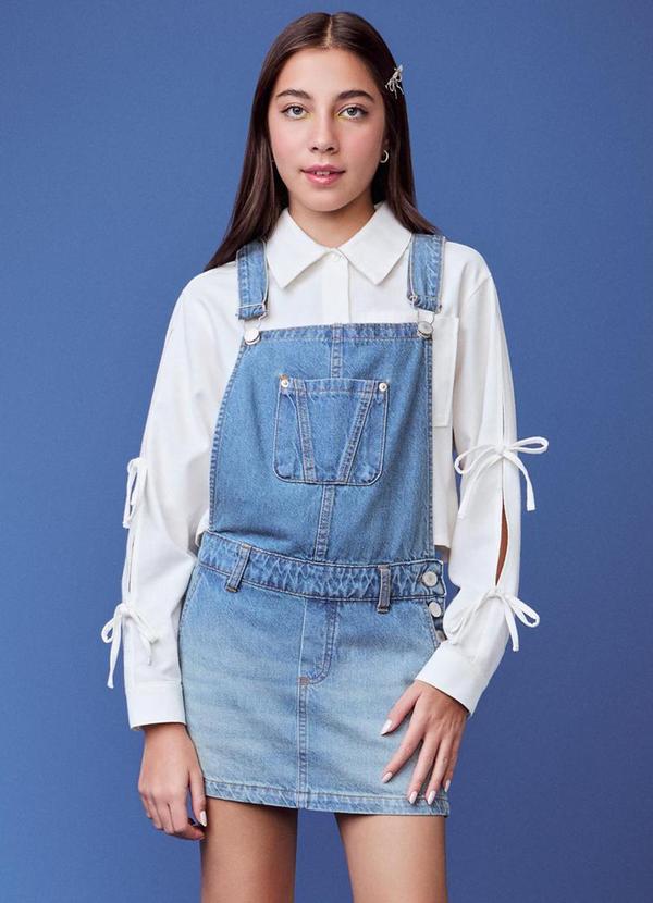 Salopete Jeans com Bolso Azul